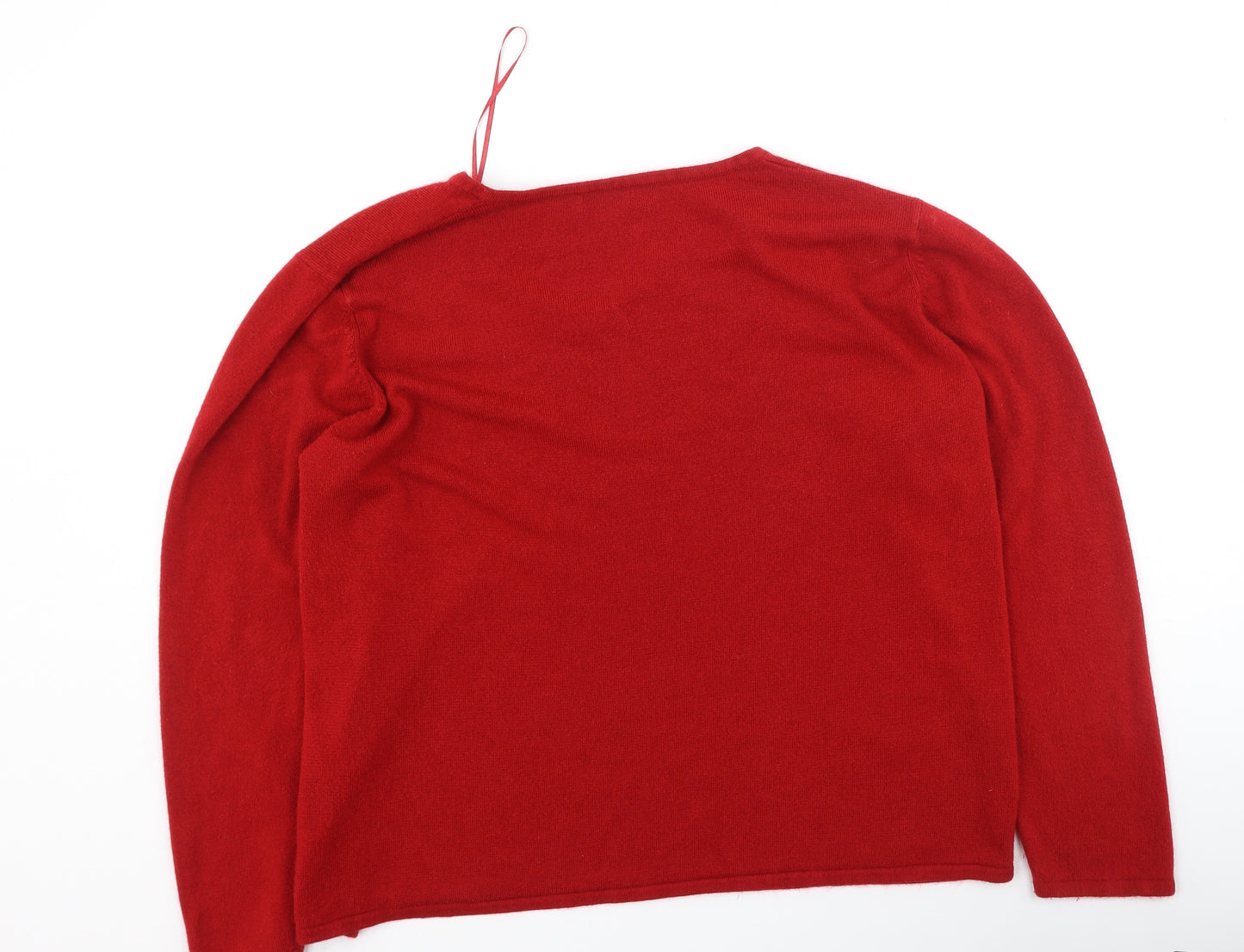 Bm Collection  Womens Red Round Neck  Acrylic Pullover Jumper Size XL