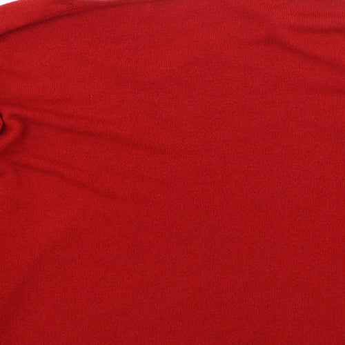 Bm Collection  Womens Red Round Neck  Acrylic Pullover Jumper Size XL