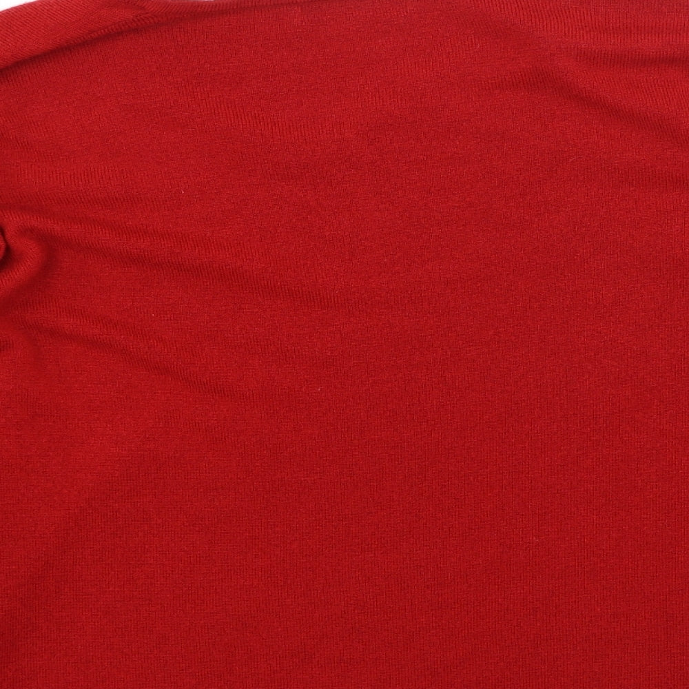 Bm Collection  Womens Red Round Neck  Acrylic Pullover Jumper Size XL