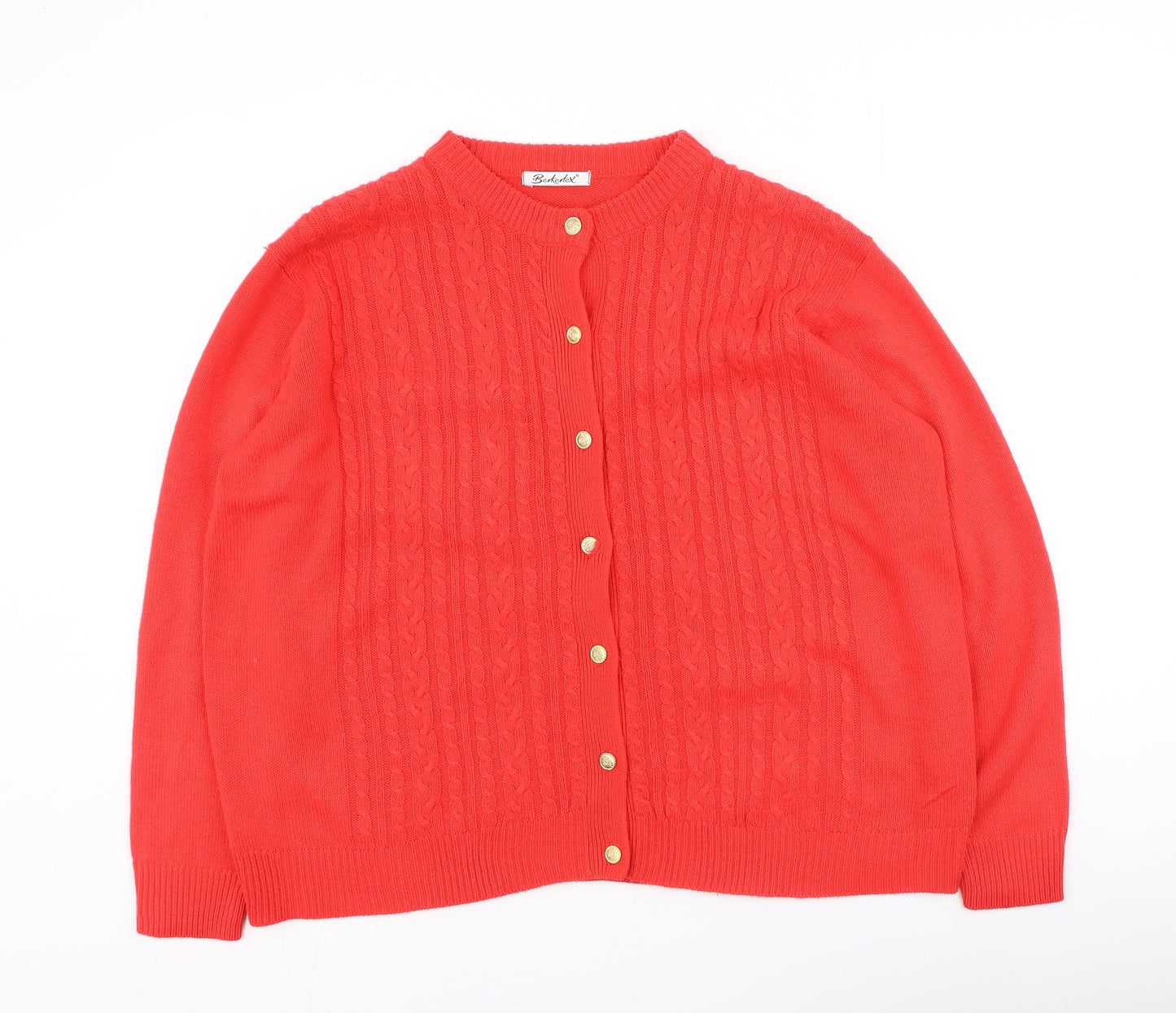 Berkertex Womens Red Round Neck  Acrylic Cardigan Jumper Size 22