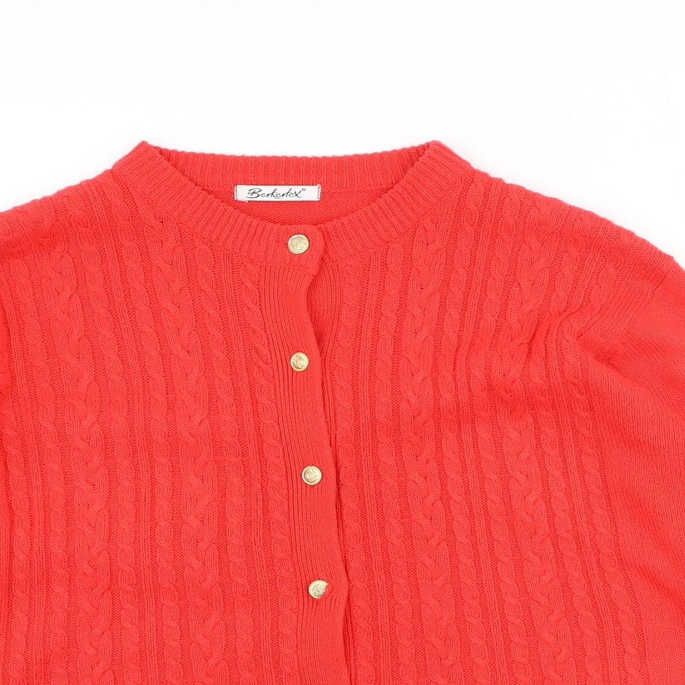 Berkertex Womens Red Round Neck  Acrylic Cardigan Jumper Size 22