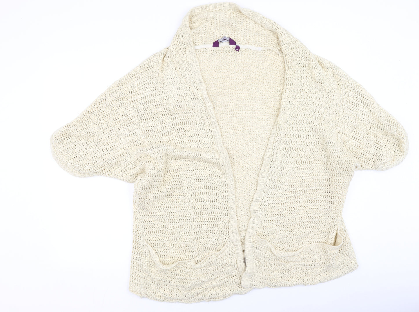 New Look Womens Beige V-Neck  Acrylic Cardigan Jumper Size 26