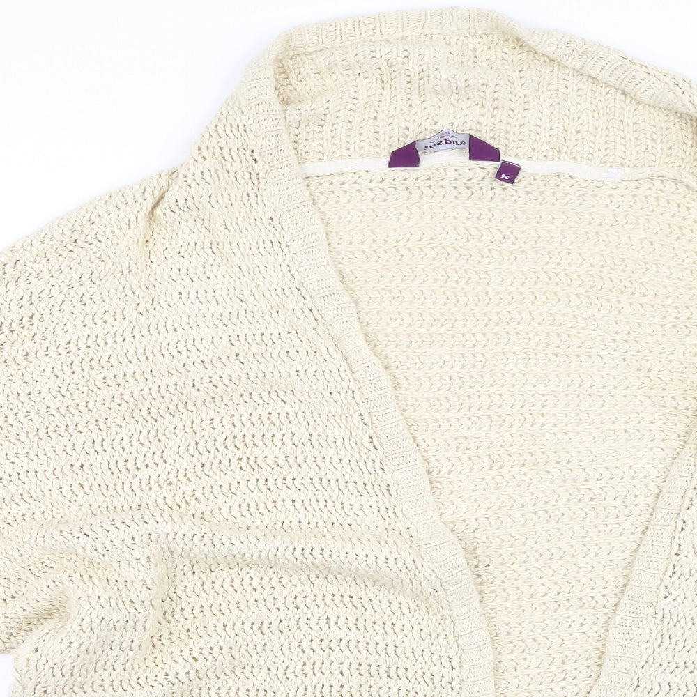 New Look Womens Beige V-Neck  Acrylic Cardigan Jumper Size 26