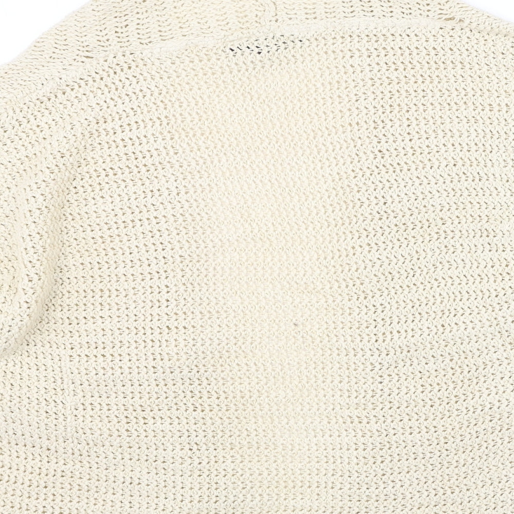 New Look Womens Beige V-Neck  Acrylic Cardigan Jumper Size 26