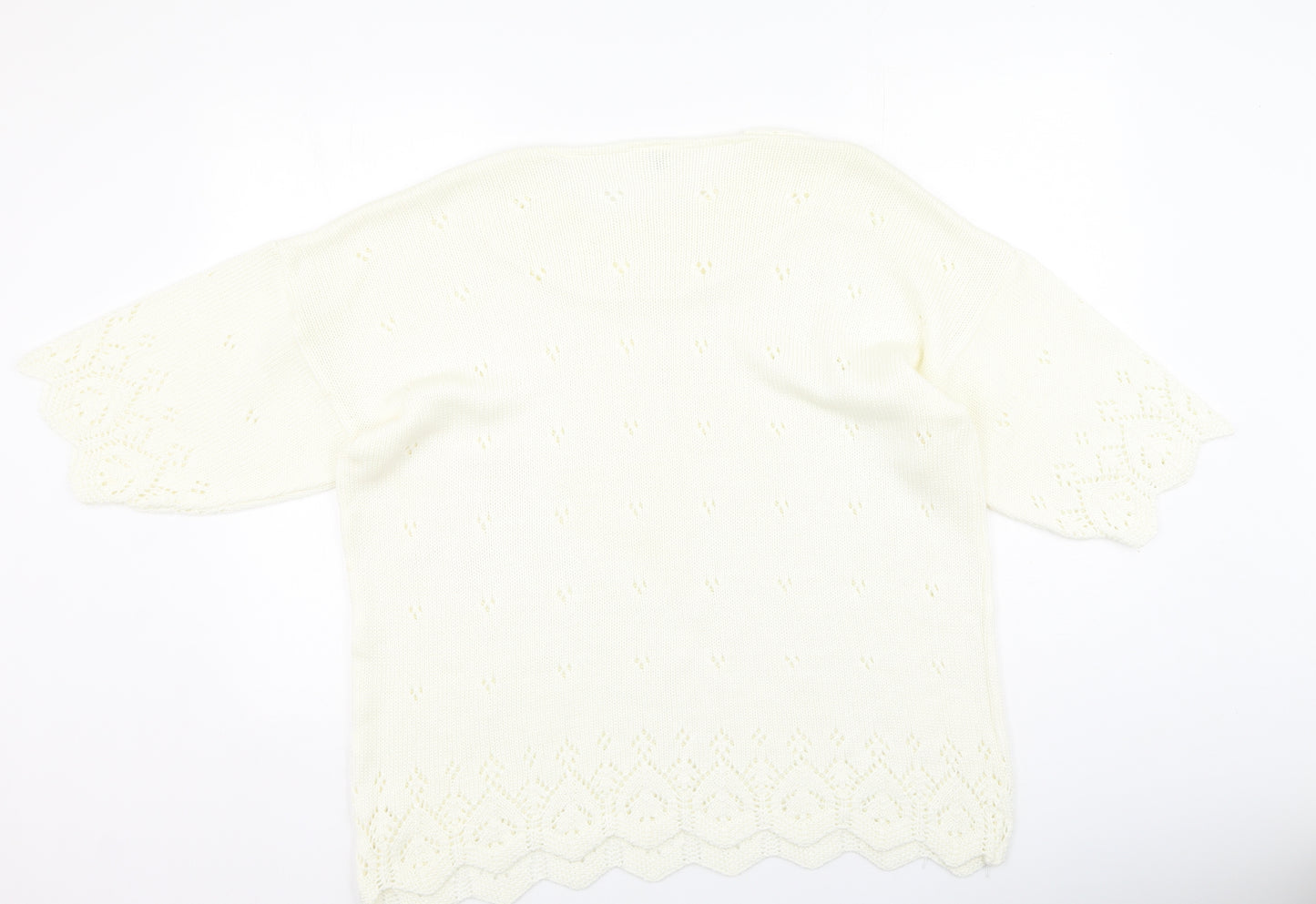 Preworn Womens White Round Neck  Acrylic Pullover Jumper Size 14
