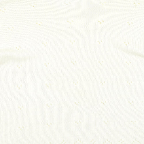 Preworn Womens White Round Neck  Acrylic Pullover Jumper Size 14
