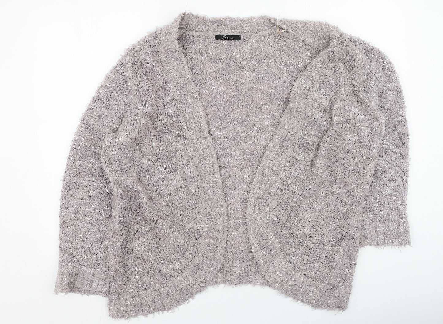 Bm Collection  Womens Brown Round Neck  Polyester Cardigan Jumper Size L