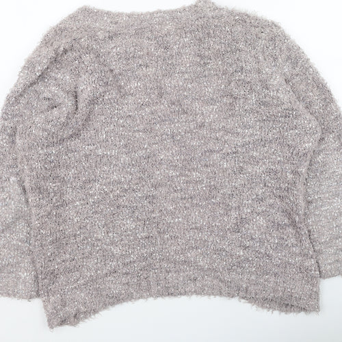 Bm Collection  Womens Brown Round Neck  Polyester Cardigan Jumper Size L
