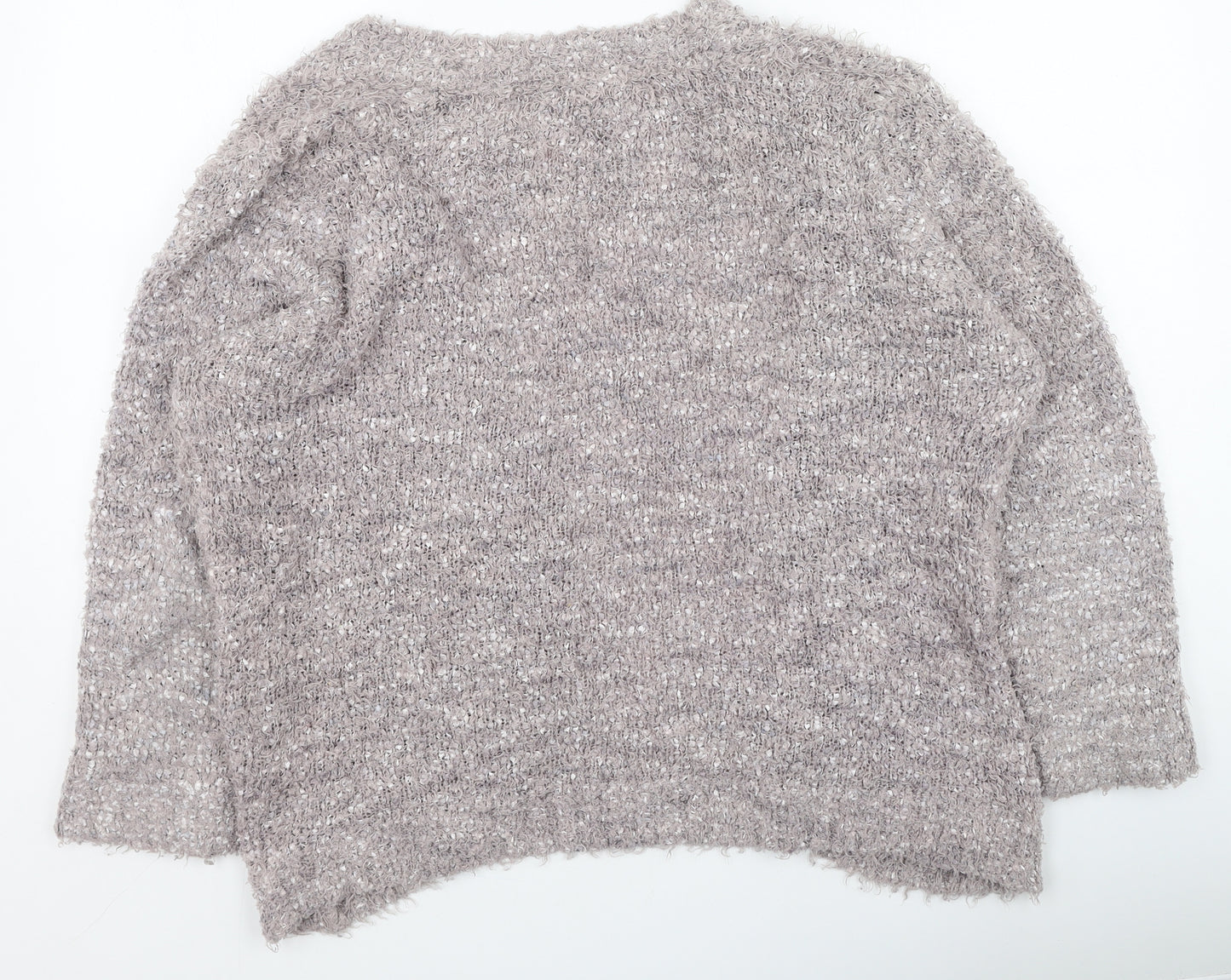 Bm Collection  Womens Brown Round Neck  Polyester Cardigan Jumper Size L