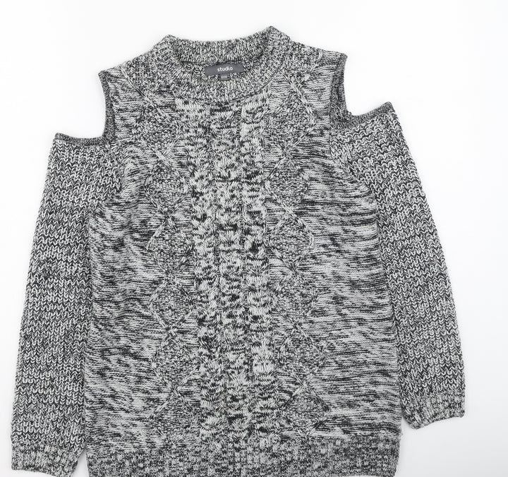Studio Womens Grey Round Neck Acrylic Pullover Jumper Size 12