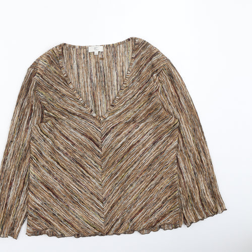 CC Womens Gold  Polyester Basic Blouse Size L V-Neck