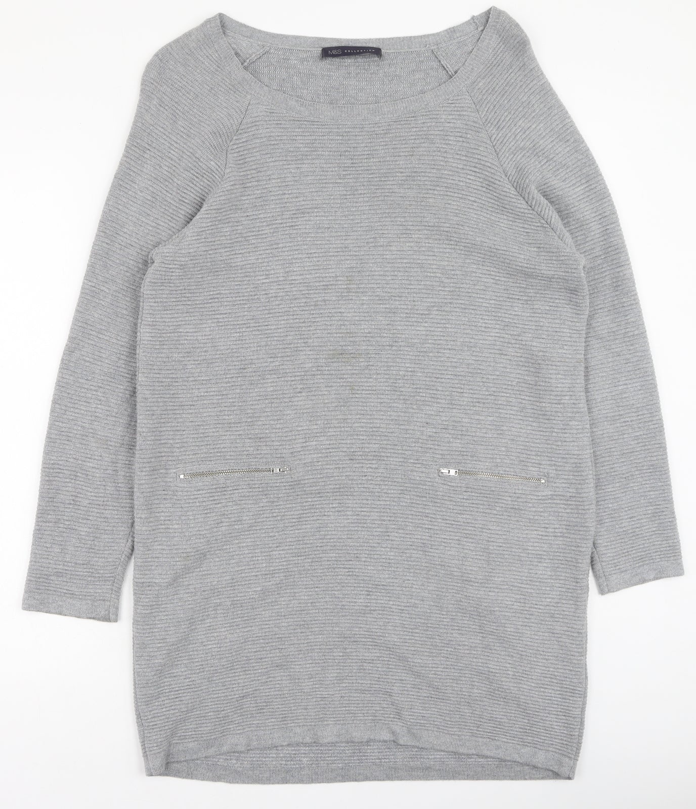 Marks and Spencer Womens Grey  Viscose Jumper Dress  Size 12  Round Neck