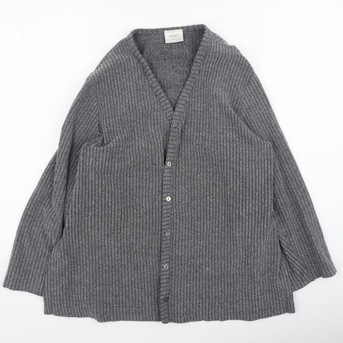 NEXT Womens Grey Round Neck  Nylon Cardigan Jumper Size 16