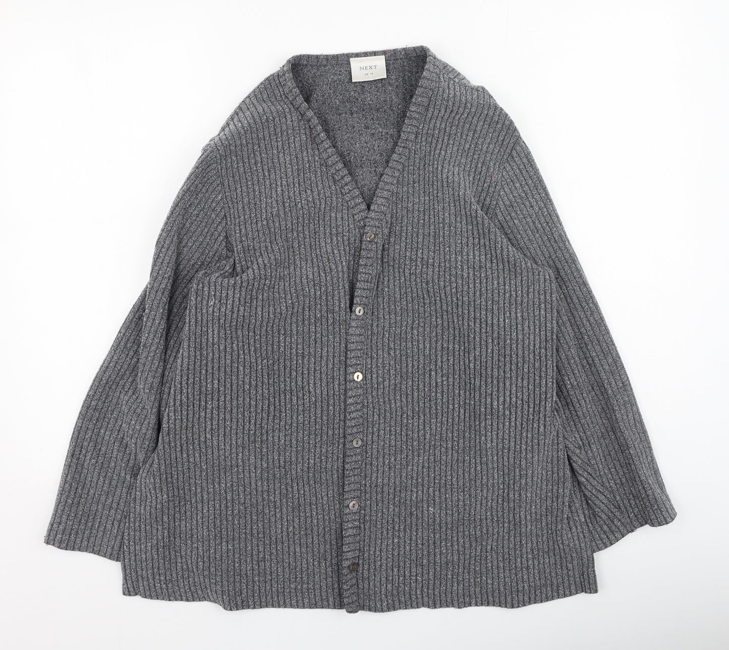 NEXT Womens Grey Round Neck  Nylon Cardigan Jumper Size 16
