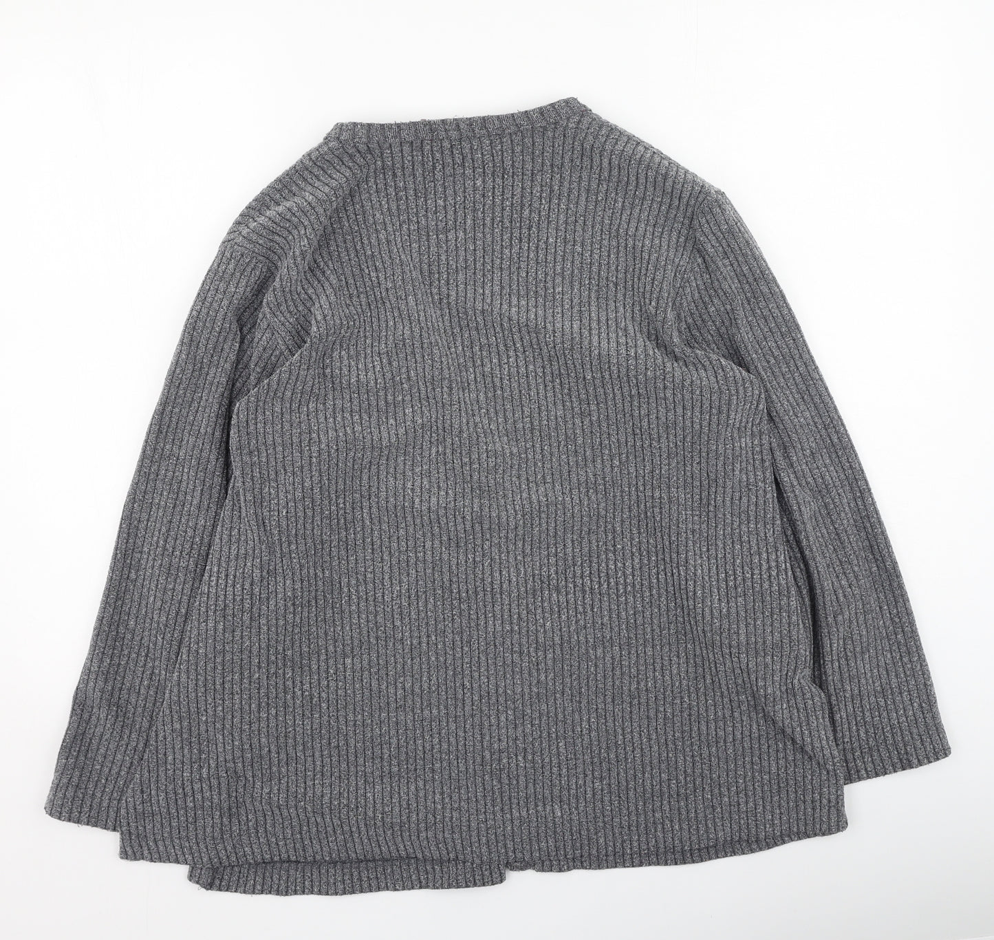 NEXT Womens Grey Round Neck  Nylon Cardigan Jumper Size 16