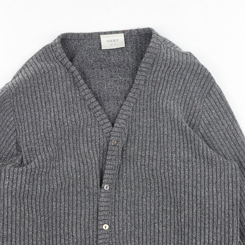 NEXT Womens Grey Round Neck  Nylon Cardigan Jumper Size 16