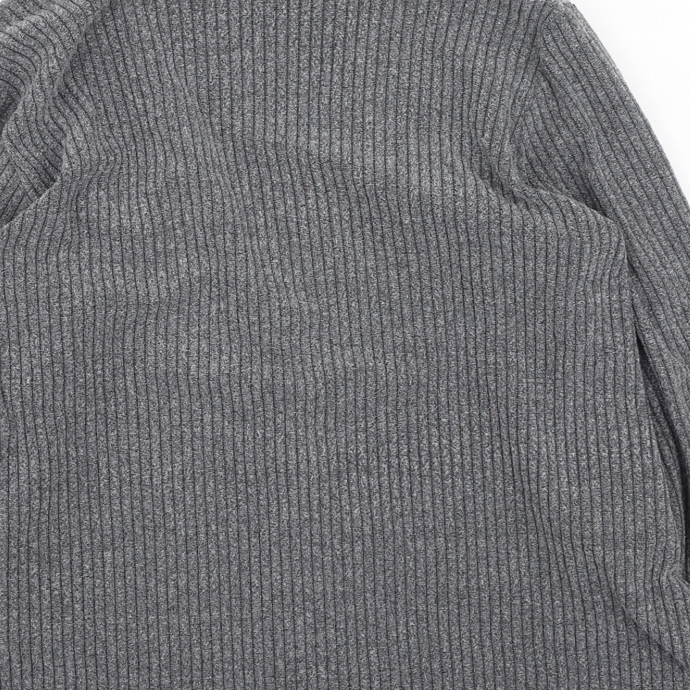 NEXT Womens Grey Round Neck  Nylon Cardigan Jumper Size 16