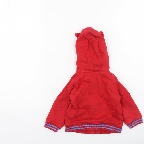 TU Boys Red  Cotton Full Zip Jumper Size 12-18 Months