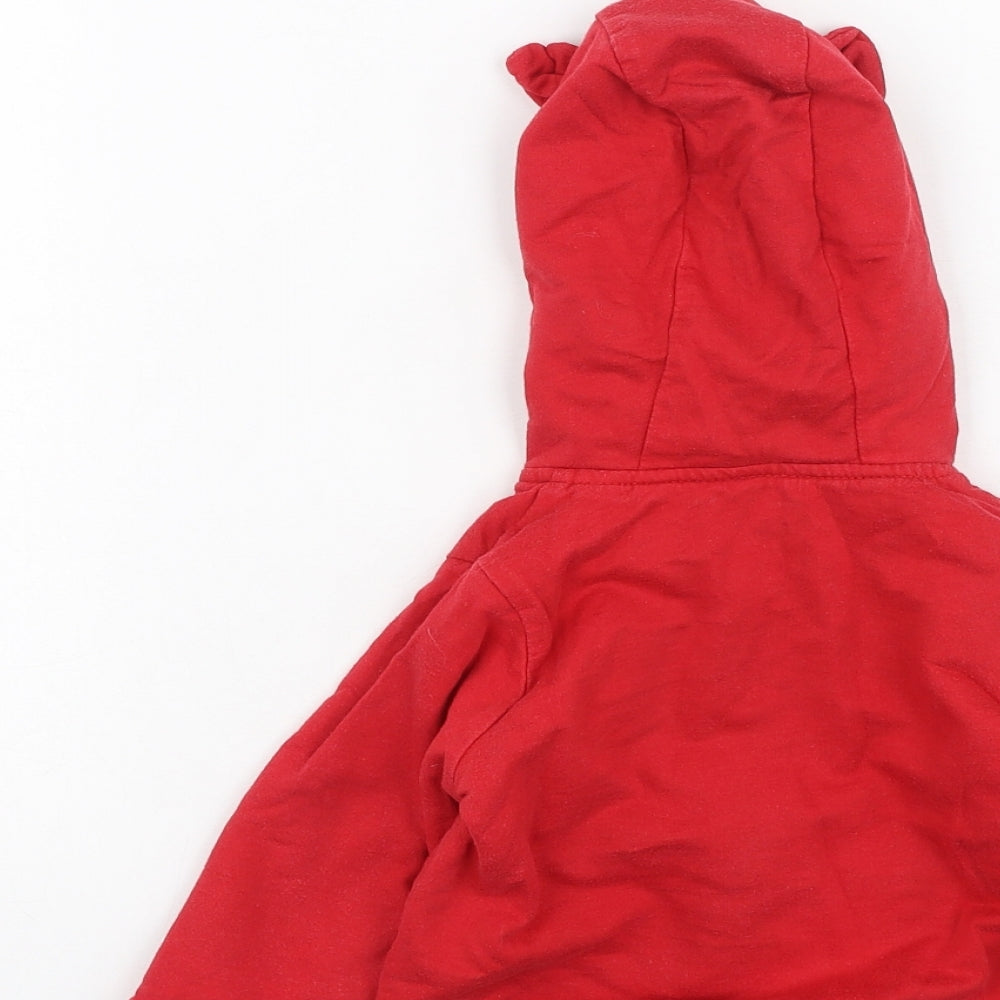 TU Boys Red  Cotton Full Zip Jumper Size 12-18 Months