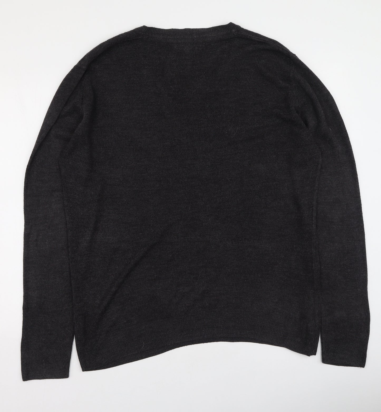 Easy Mens Grey V-Neck  Acrylic Pullover Jumper Size XL