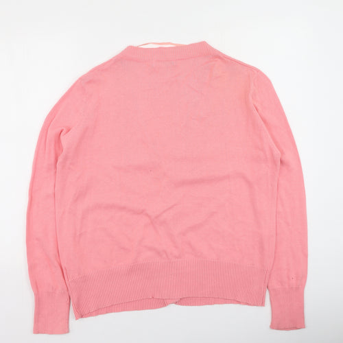 EA Womens Pink Round Neck  Cotton Cardigan Jumper Size XL