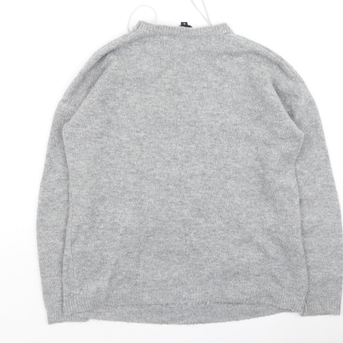 Peacocks Womens Grey Round Neck  Polyester Pullover Jumper Size S