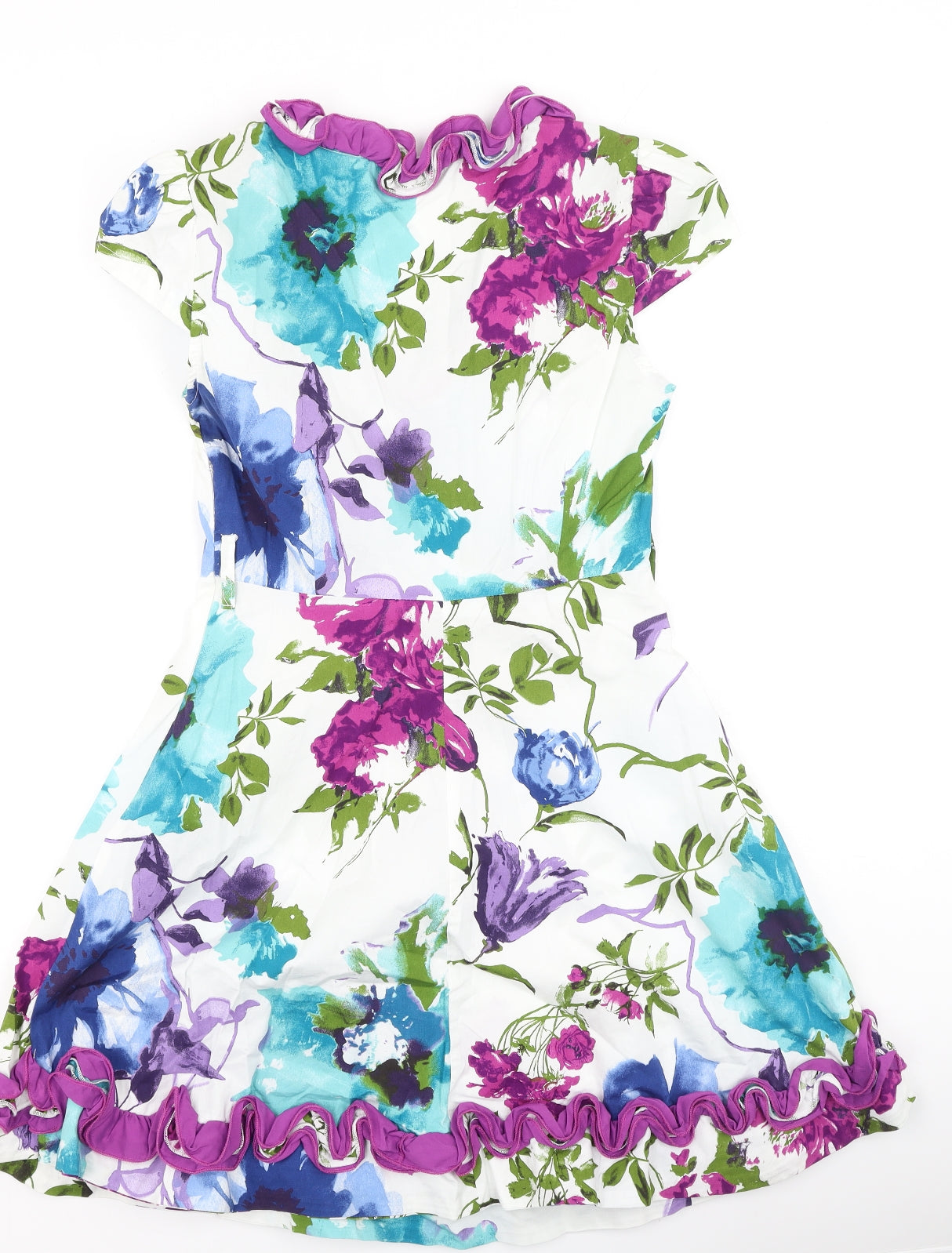 Rinascimento Womens Multicoloured Floral Cotton Fit & Flare  Size S  V-Neck