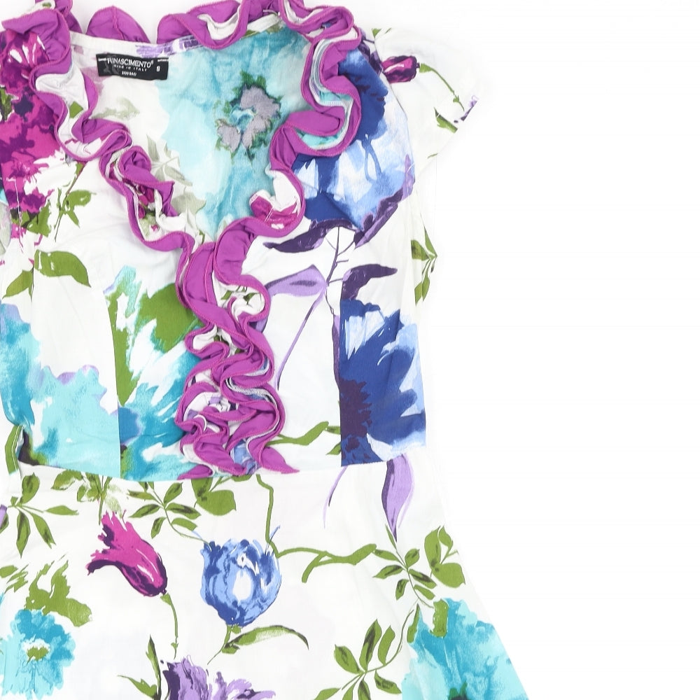 Rinascimento Womens Multicoloured Floral Cotton Fit & Flare  Size S  V-Neck