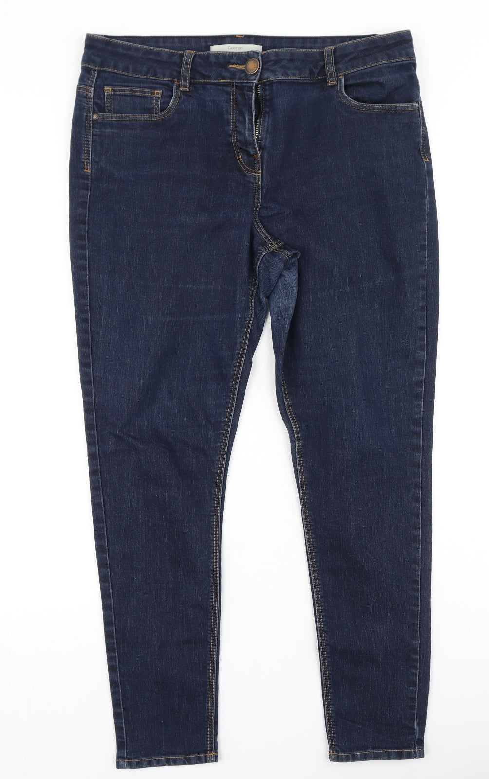 George  Womens Blue  Cotton Skinny Jeans Size 14 L28 in Regular