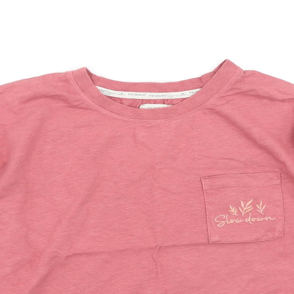 Primark Womens Pink Solid Cotton Top Pyjama Top Size XS