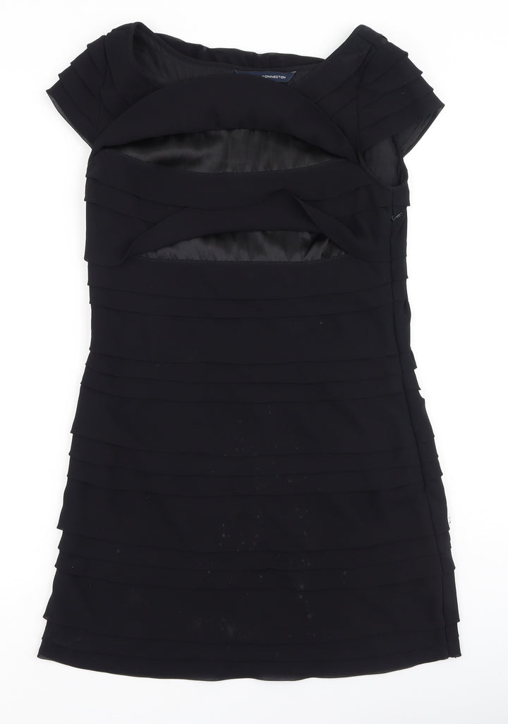French Connection Womens Black Polyester Bodycon Size 8 Round Neck