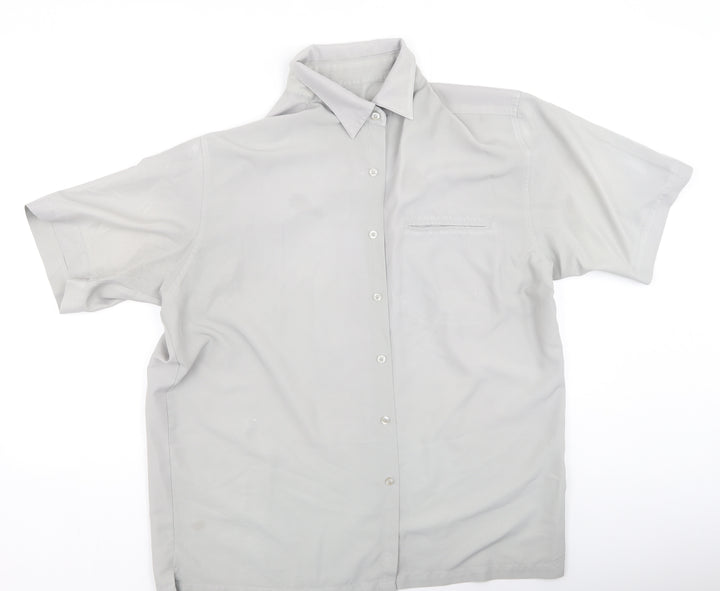F&F Mens Grey Polyester Button-Up Size L Collared