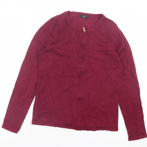 M&Co Womens Purple Crew Neck  Viscose Full Zip Jumper Size 12