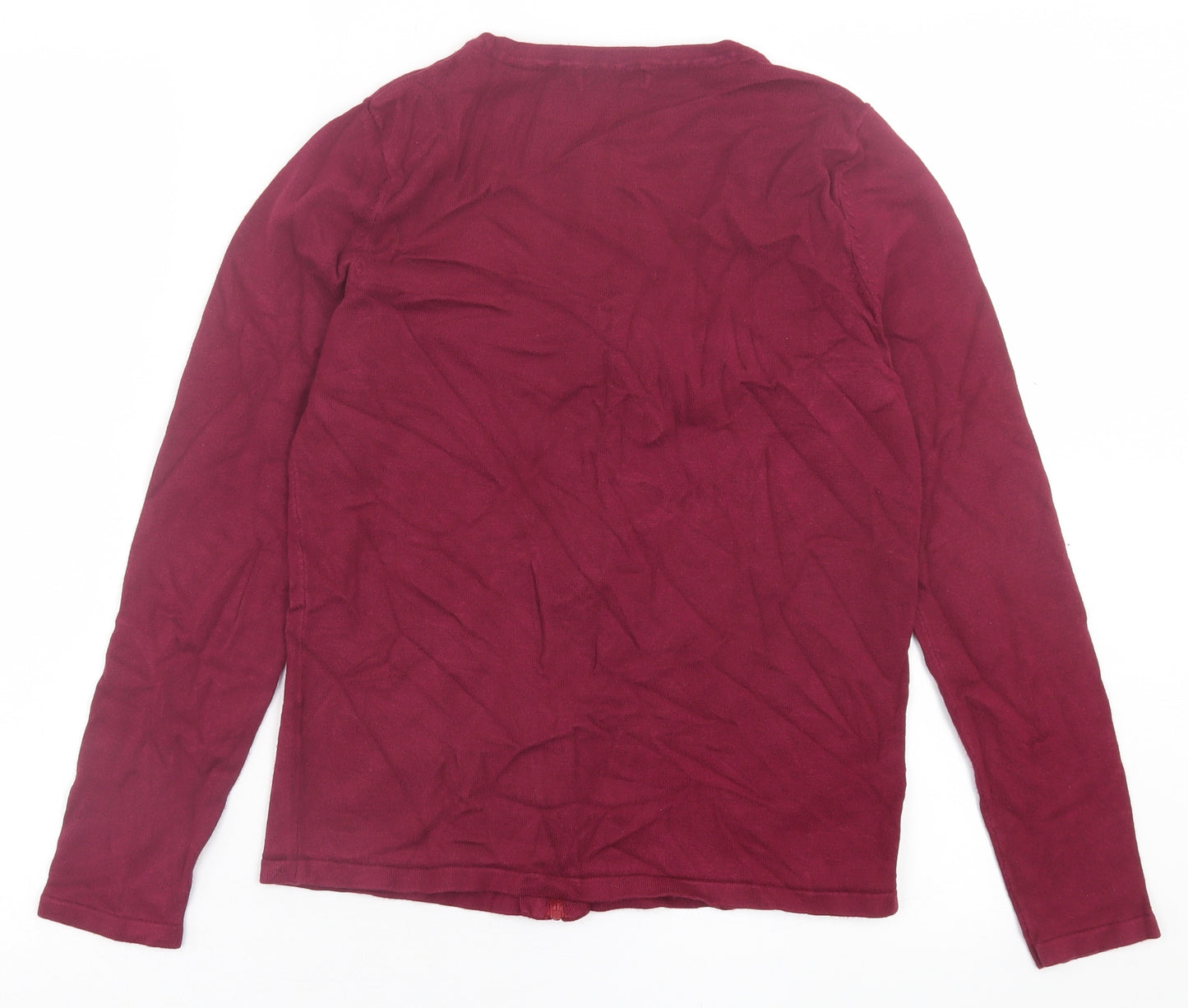 M&Co Womens Purple Crew Neck  Viscose Full Zip Jumper Size 12