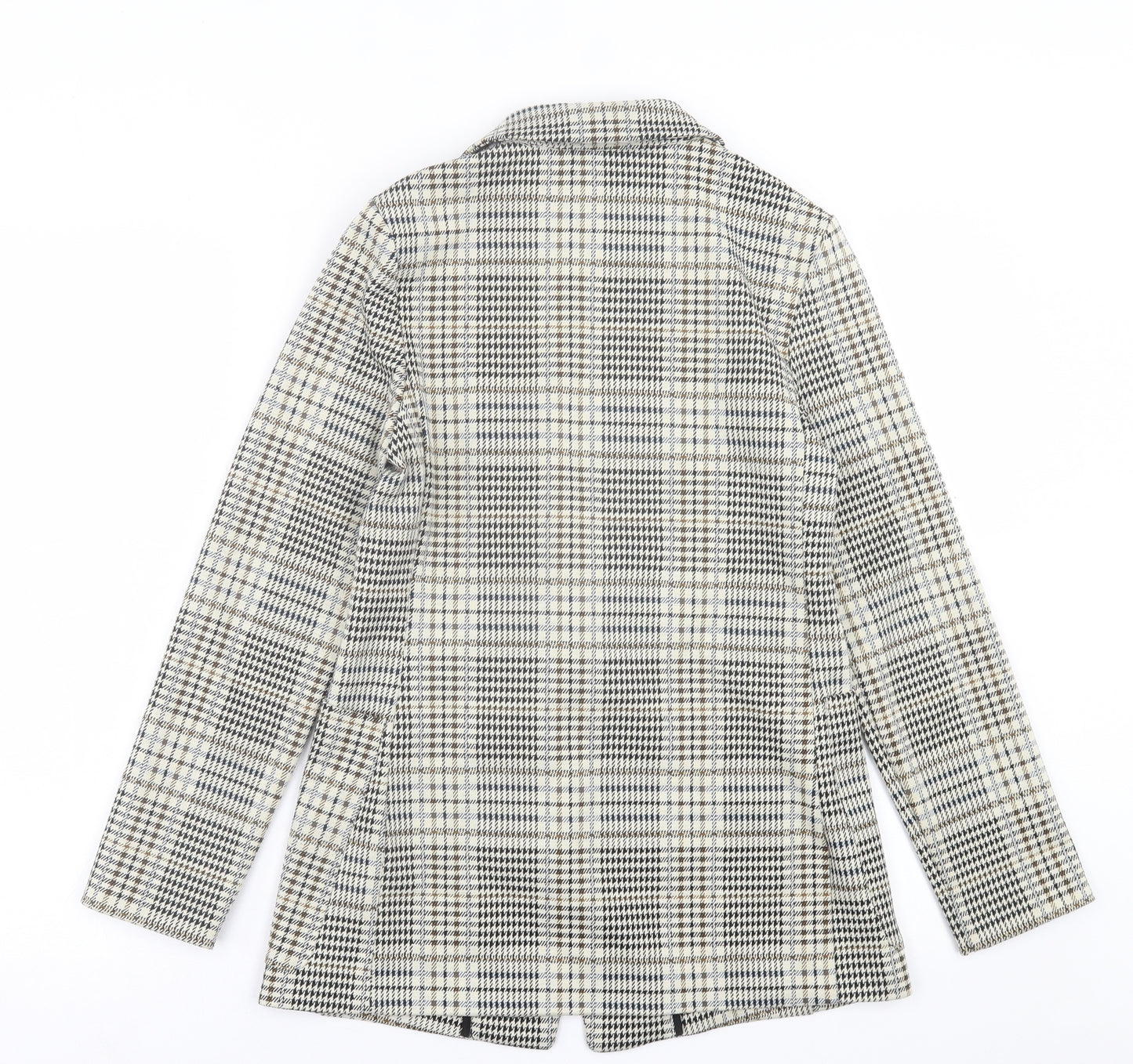 H&M Womens Beige Plaid  Jacket Blazer Size 4  Button