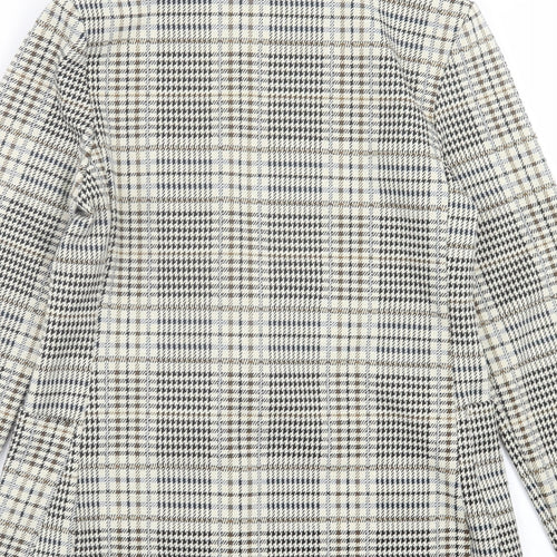 H&M Womens Beige Plaid  Jacket Blazer Size 4  Button