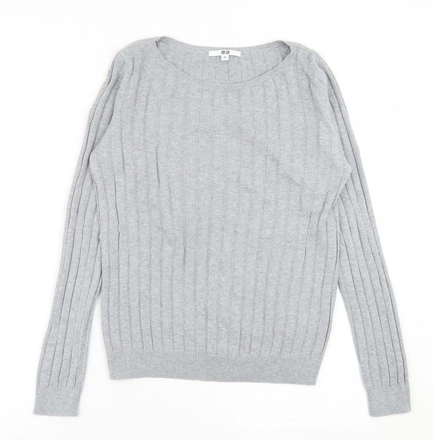 Uniqlo Womens Grey Crew Neck  Cotton Pullover Jumper Size M