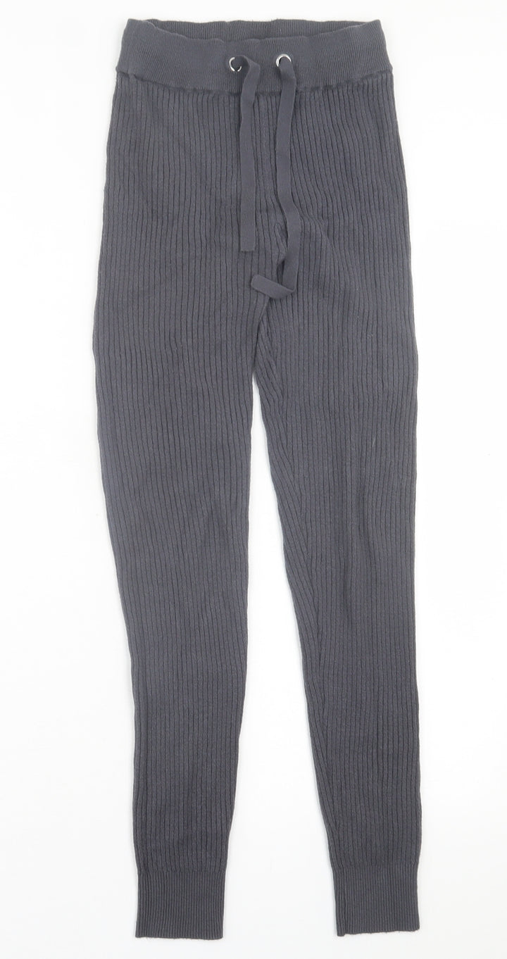 F&F Womens Green Polyester Capri Trousers Size 8 L29 in Regular Tie - Ribbed fabric