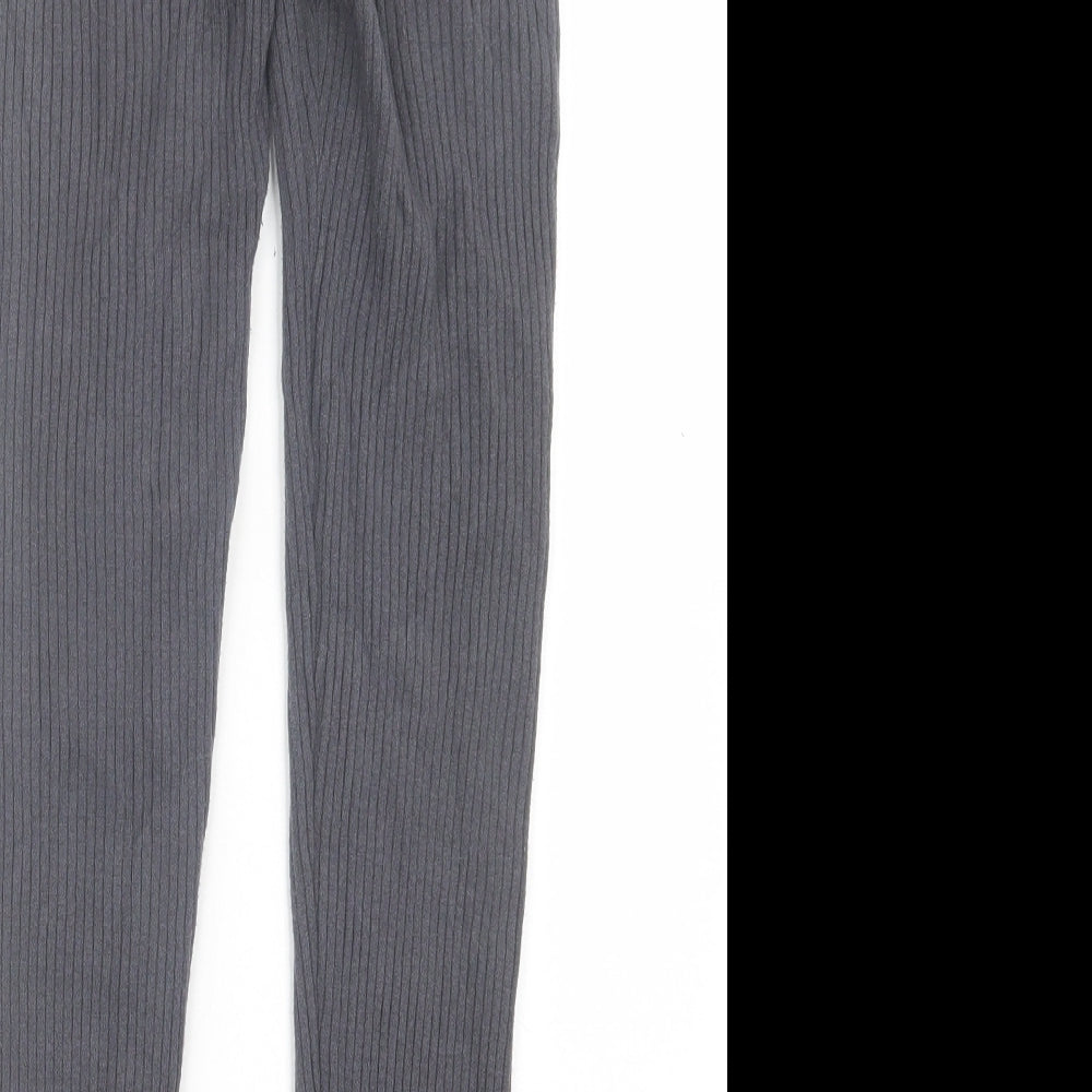 F&F Womens Green  Polyester Capri Trousers Size 8 L29 in Regular Tie - Ribbed fabric