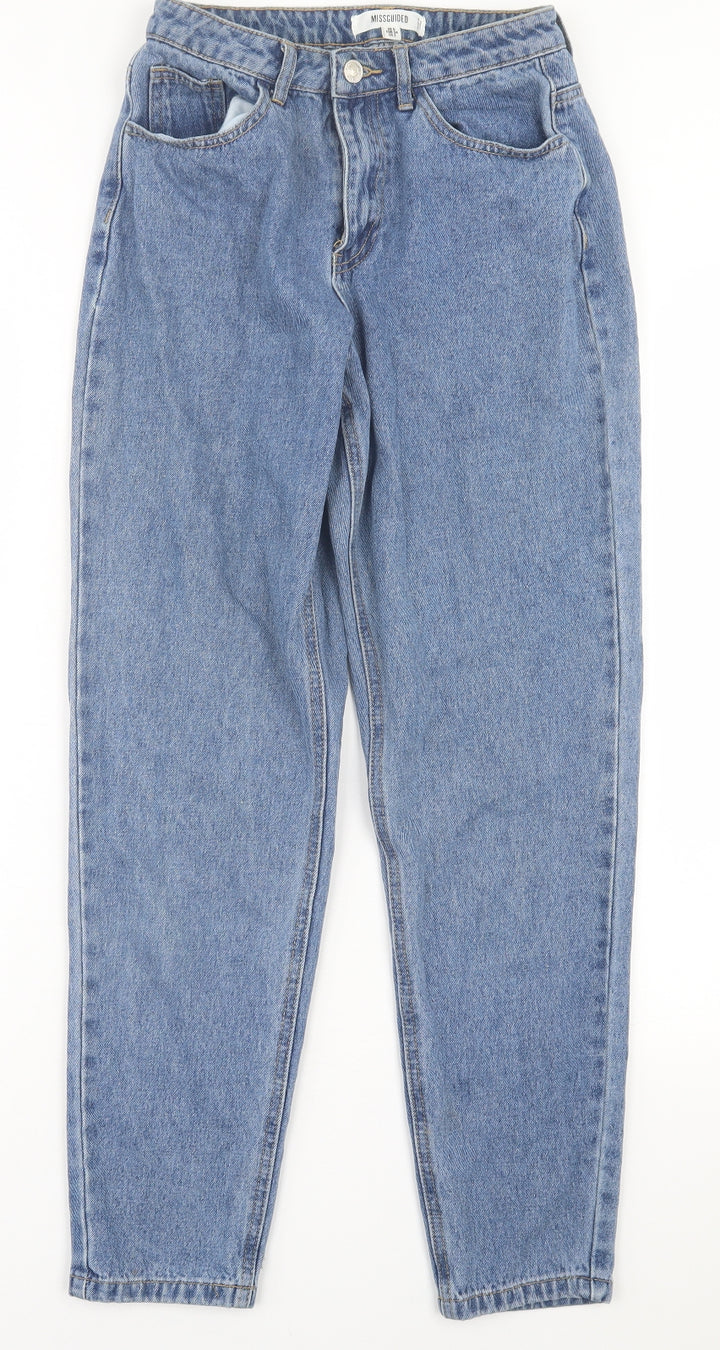 Missguided Womens Blue Cotton Straight Jeans Size 6 L29 in Regular Button