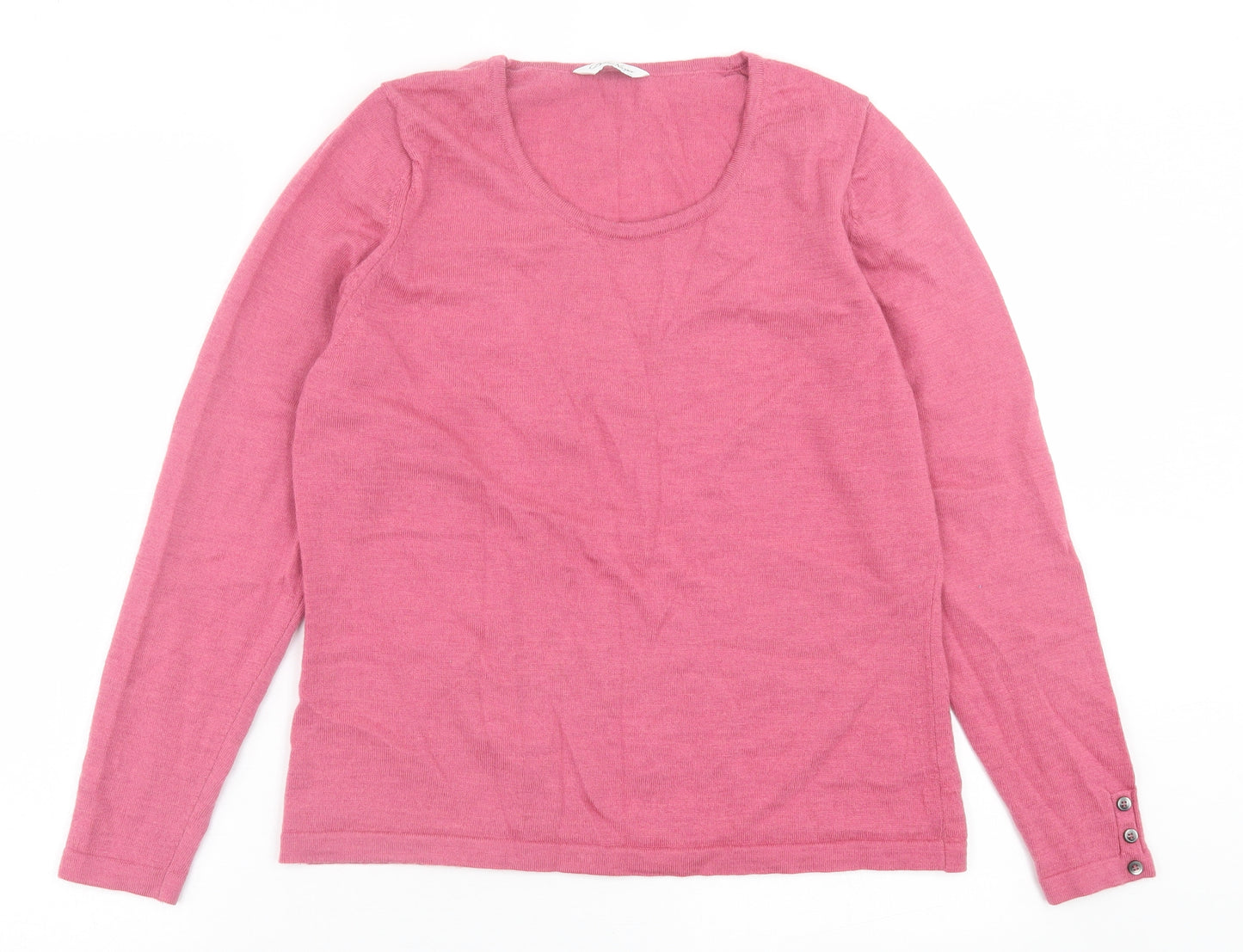 David Neiper Womens Pink Crew Neck  Wool Pullover Jumper Size 14