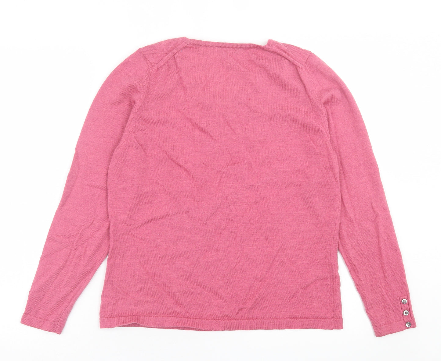 David Neiper Womens Pink Crew Neck  Wool Pullover Jumper Size 14