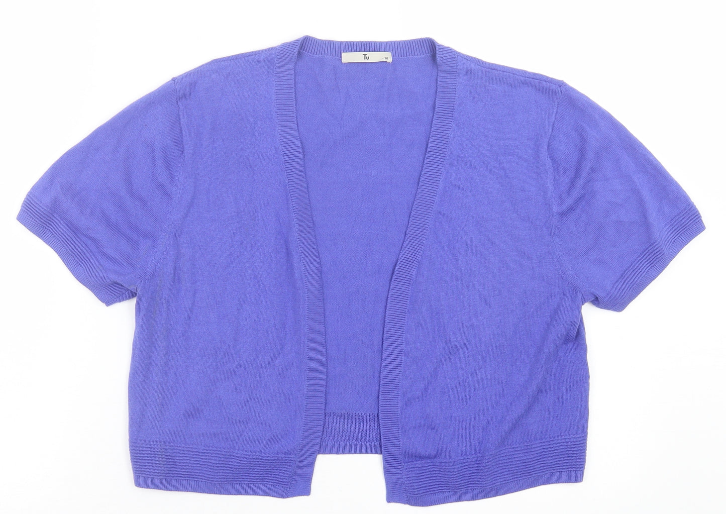 TU Womens Purple V-Neck  Cotton Cardigan Jumper Size 16