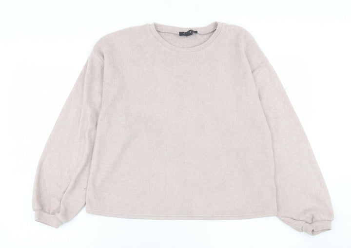 New Look Womens Pink Crew Neck Polyester Pullover Jumper Size M