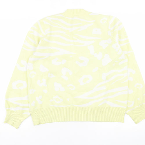 NEXT Womens Yellow High Neck Animal Print Viscose Pullover Jumper Size 14