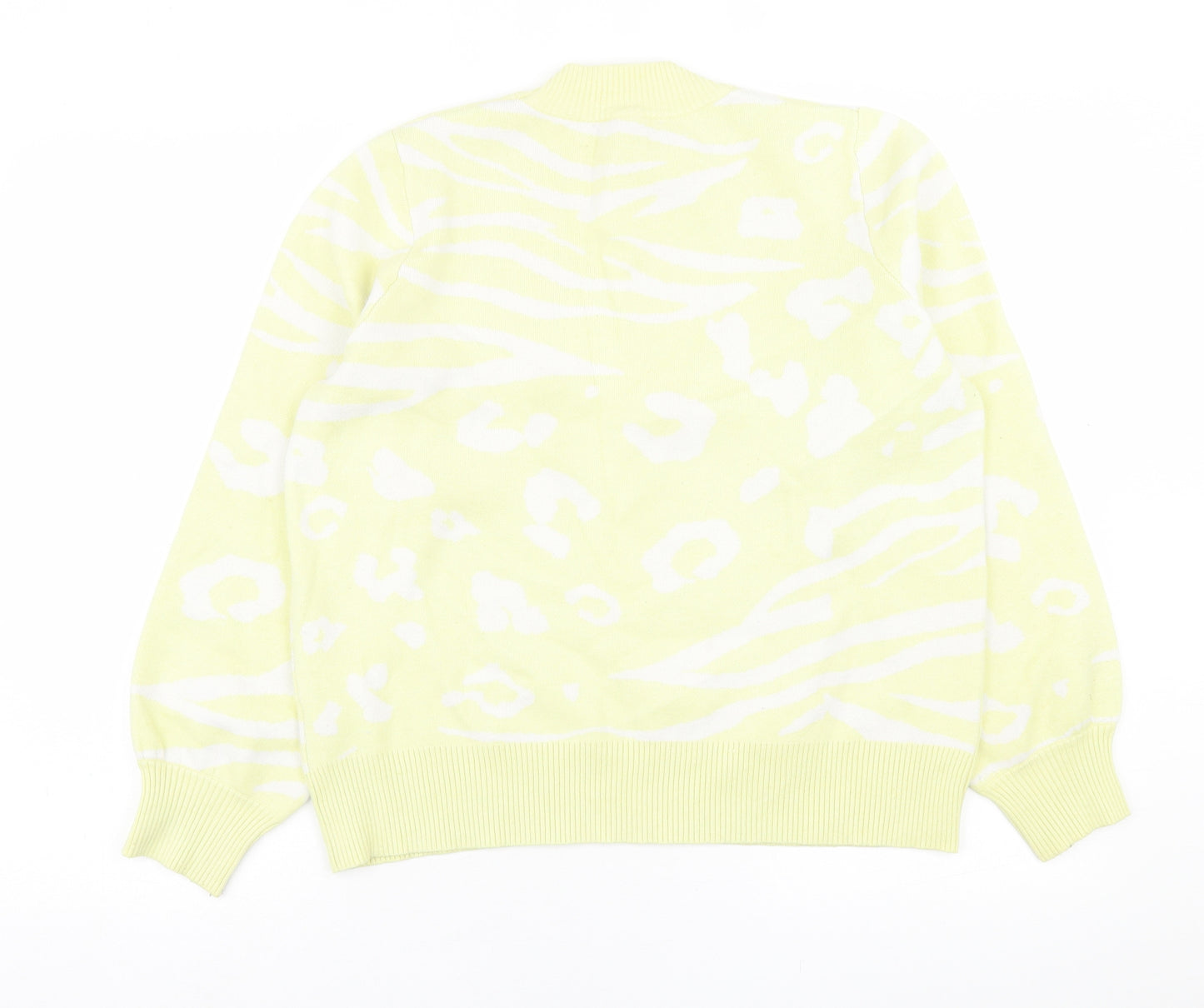 NEXT Womens Yellow High Neck Animal Print Viscose Pullover Jumper Size 14