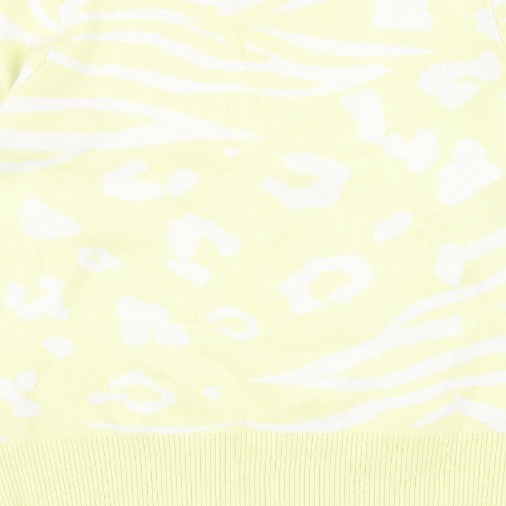 NEXT Womens Yellow High Neck Animal Print Viscose Pullover Jumper Size 14
