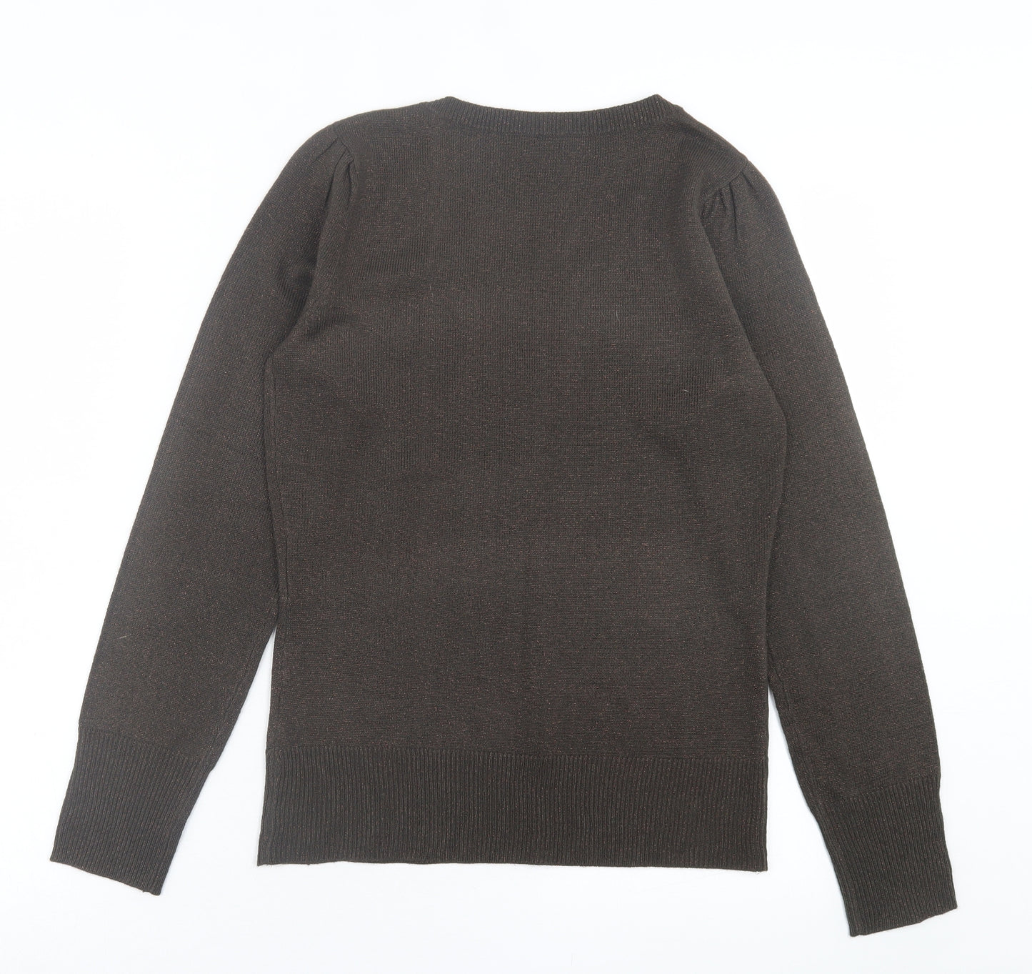 Dorothy Perkins Womens Brown V-Neck  Acrylic Pullover Jumper Size 10