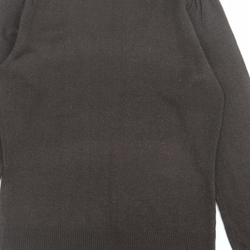 Dorothy Perkins Womens Brown V-Neck  Acrylic Pullover Jumper Size 10
