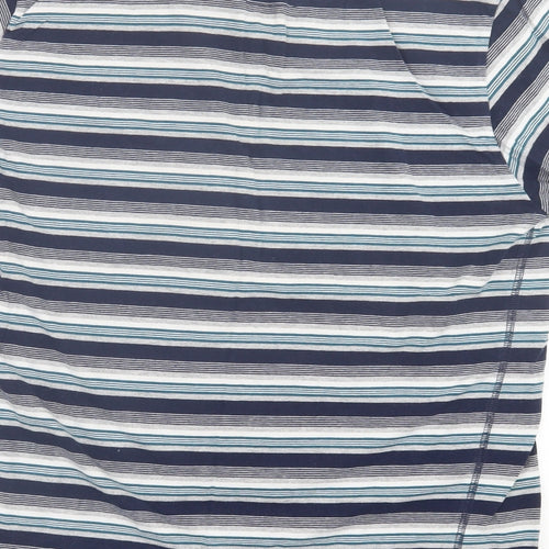 Matalan Mens Blue Striped Cotton  T-Shirt Size L Crew Neck